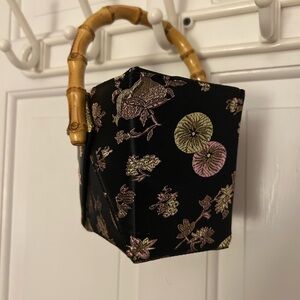 Chinese Takeout Box Style Handbag with Bamboo Handle